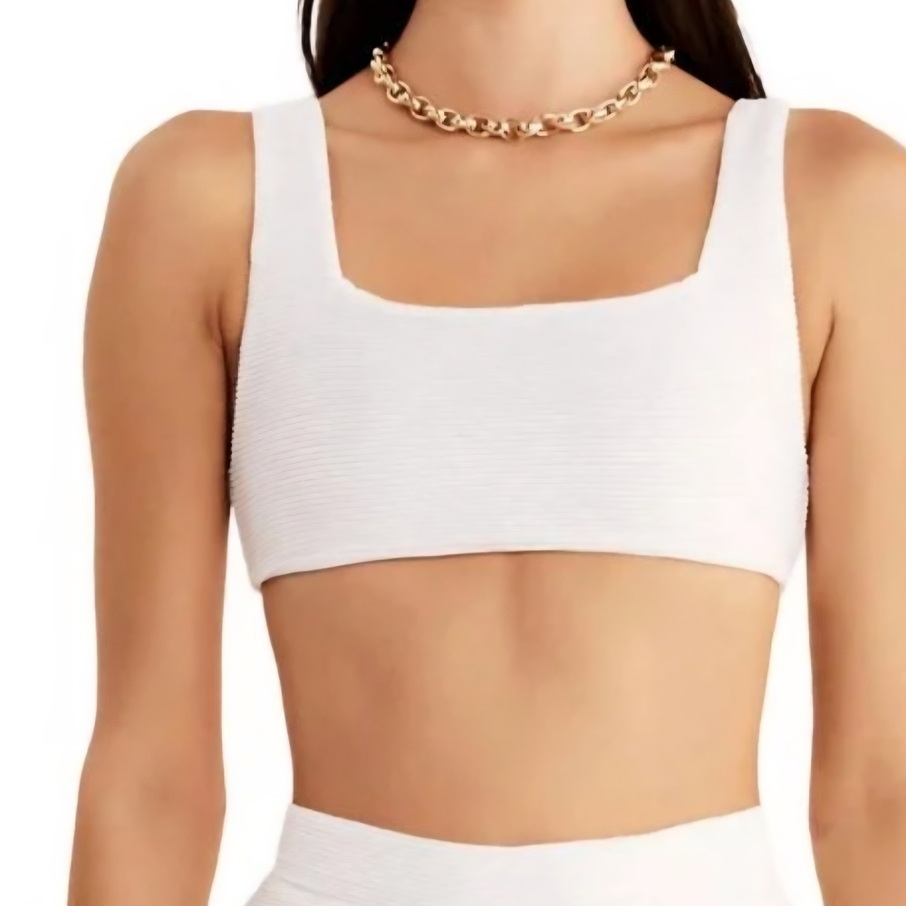 NWT Revolve Rumer White Ribbed Rosa Crop Or Swim Top Sz S